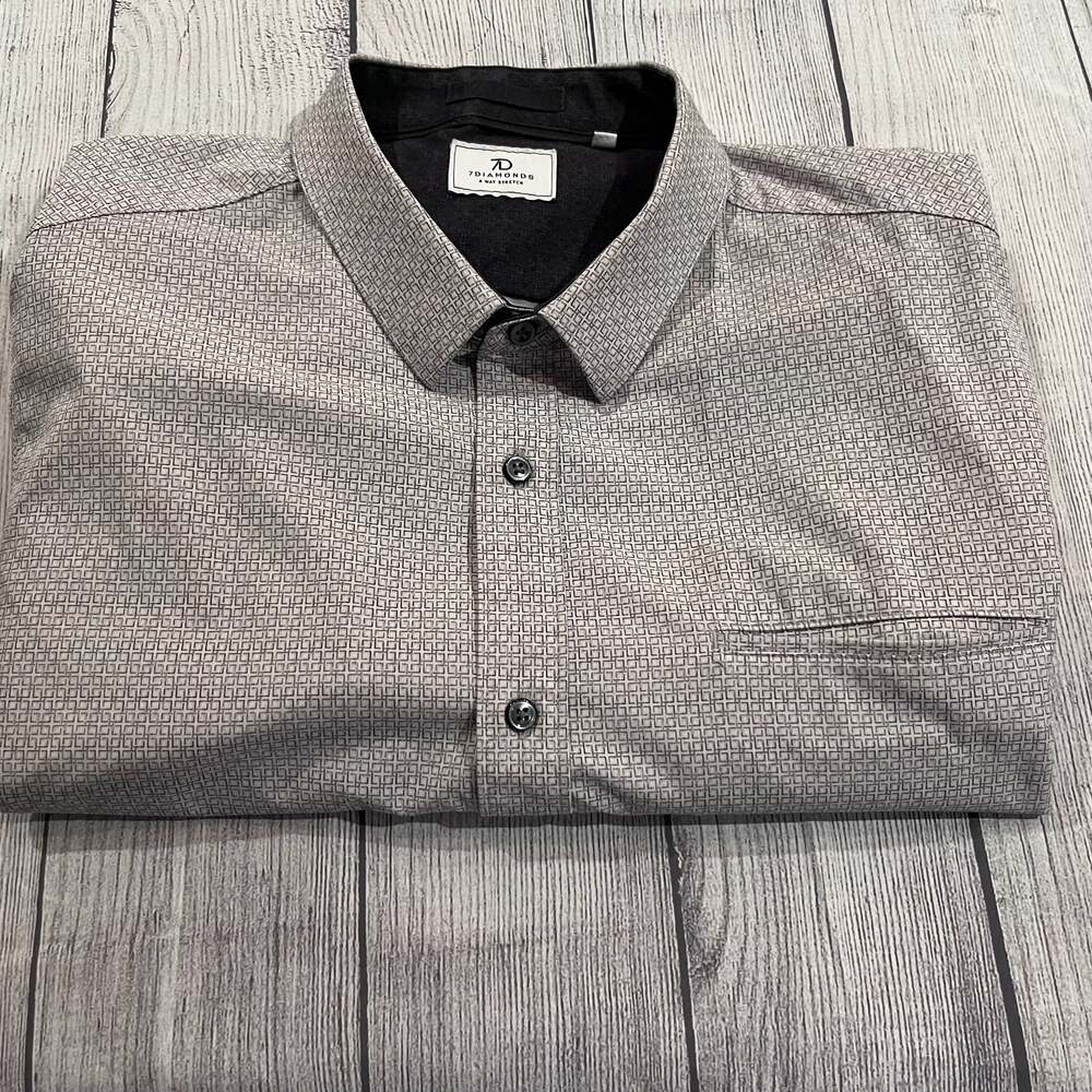 7 Diamonds Shirt Bundle Men XXL Short Sleeve Stretch Button Up Gray Beige